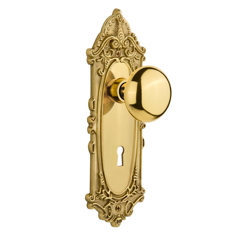 Nostalgic Warehouse VICNYK Mortise Victorian Plate with New York Knob and Keyhole in Unlacquered Brass